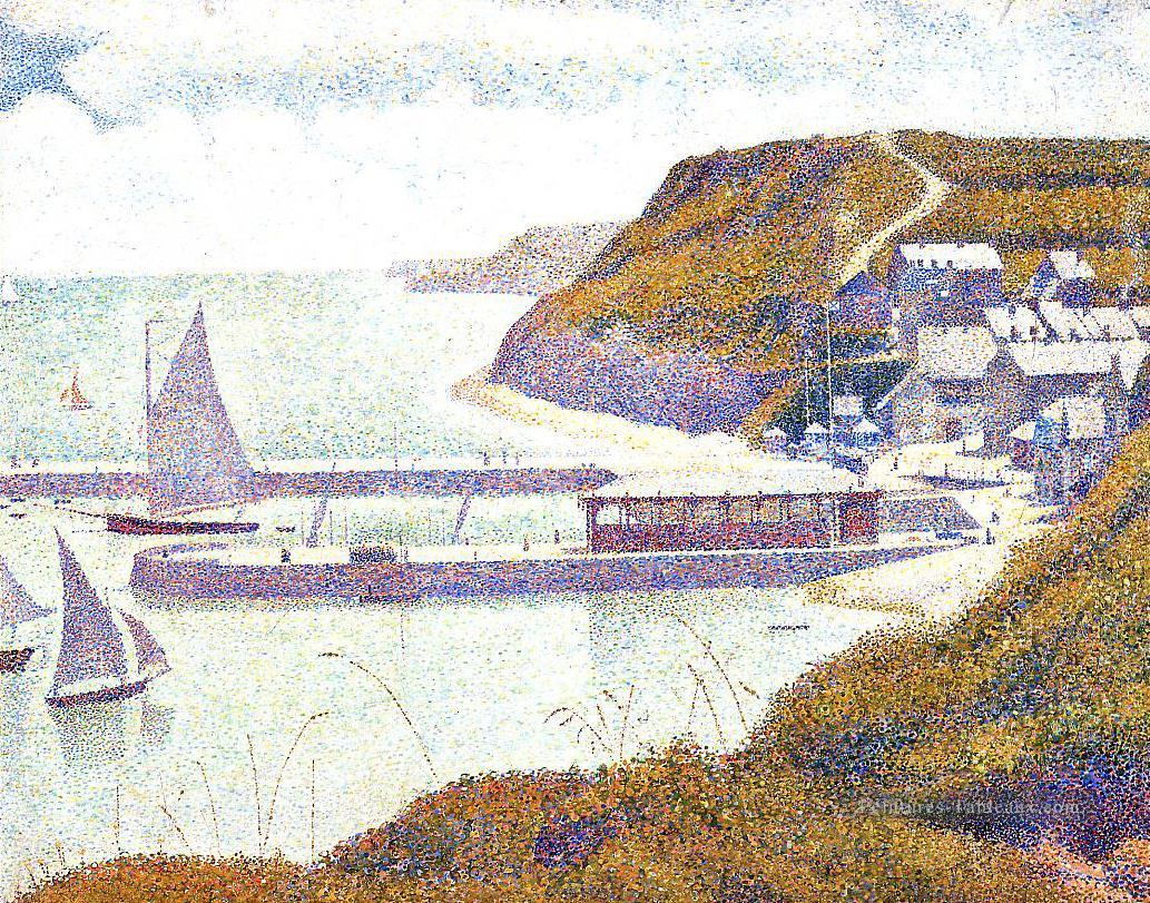 port à port en Bessin à haute marée 1888 Peintures à l'huile